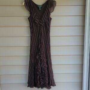Elegant Brown Striped Dress
